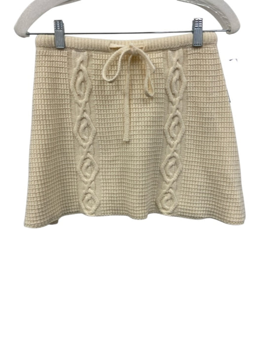 SABO Size 4 Cream White Cotton Textured Knit Short Dolman Sleeve Mini Skirt Set Cream White / 4