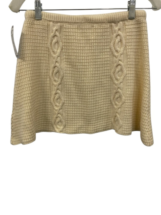SABO Size 4 Cream White Cotton Textured Knit Short Dolman Sleeve Mini Skirt Set Cream White / 4
