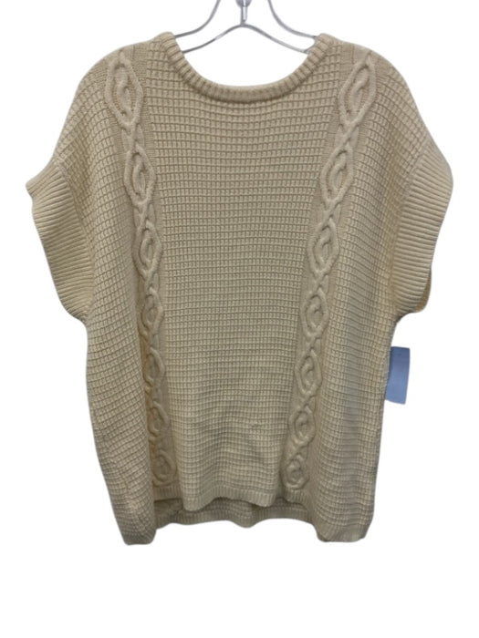 SABO Size 4 Cream White Cotton Textured Knit Short Dolman Sleeve Mini Skirt Set Cream White / 4