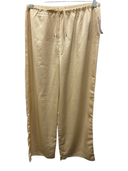 SABO Size 4/6 Cream Beige Polyester Satin Elastic & Drawstring Waist Pant Set Cream Beige / 4/6