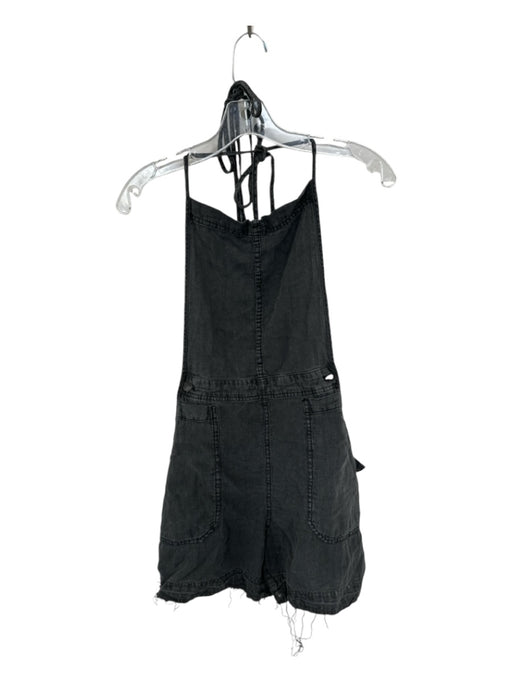 Free People Size M Charcoal Cotton Blend Spaghetti Strap Overalls Romper Charcoal / M