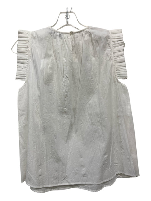 Sea New York Size 10 White Cotton ruffles Keyhole Back Sleeveless Top White / 10