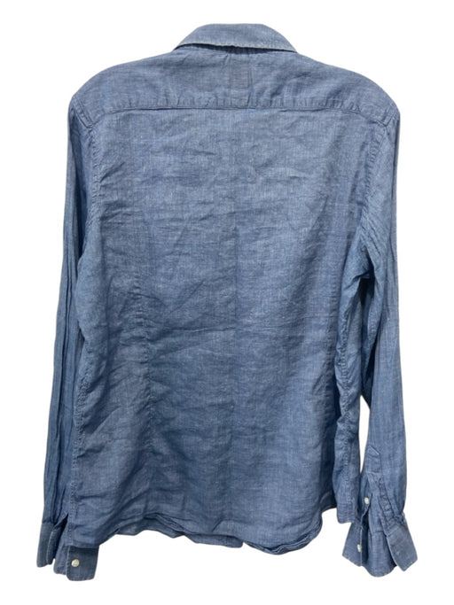 Ann Mashburn Size XL Blue Cotton & Acetate Heathered Long Sleeve Button Down Top Blue / XL