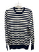 Ann Mashburn Size XL White & Navy Cashmere Striped Crew Sweater White & Navy / XL