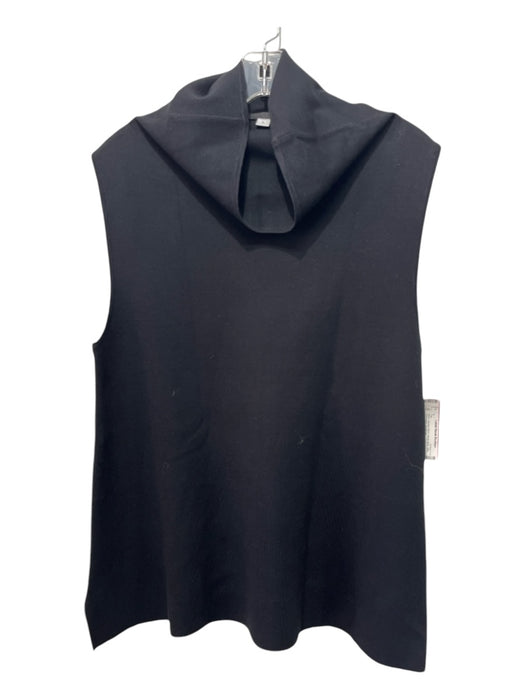 Wyeth Size L Black Viscose Blend Mock Neck Slits Sleeveless Top Black / L