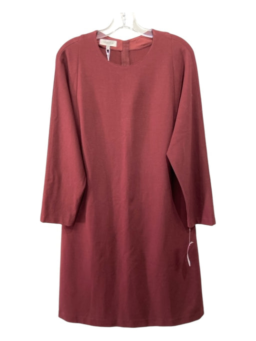 Lafayette 148 Size L Burgundy Viscose Blend 3/4 Sleeve Shift Dress Burgundy / L