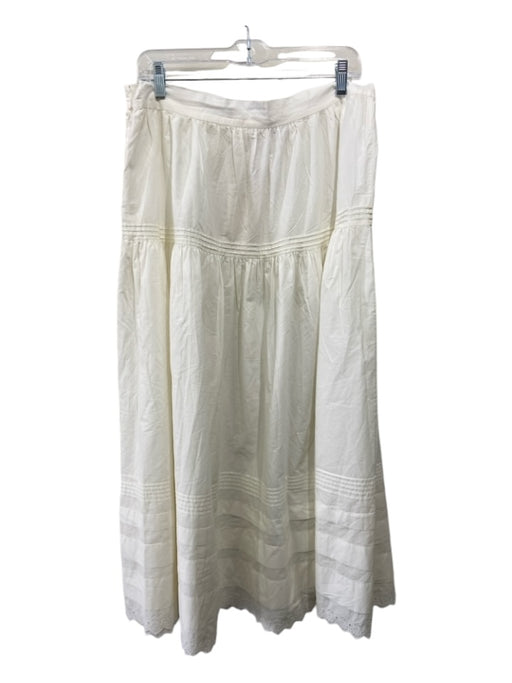 Doen Size XL White Organic Cotton Tiered Eyelet Detail Side Zip Maxi Skirt White / XL