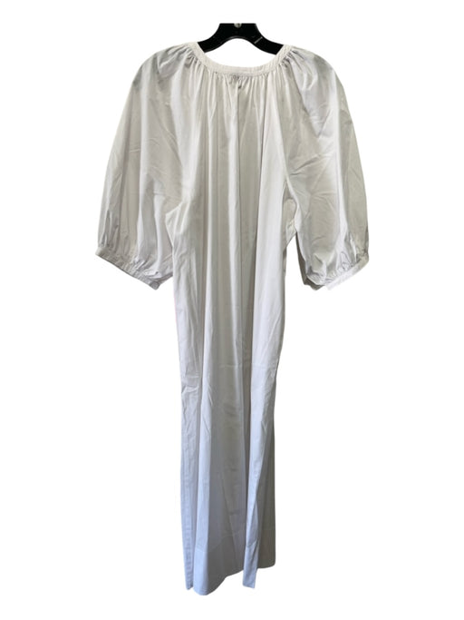 Staud Size XL White Cotton Short Puff Sleeve Maxi Dress White / XL