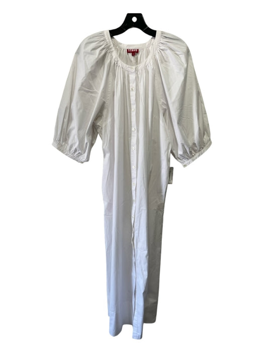 Staud Size XL White Cotton Short Puff Sleeve Maxi Dress White / XL