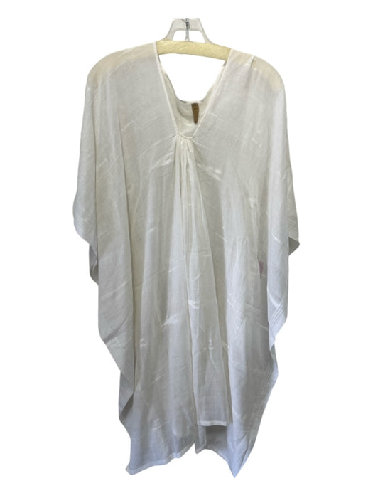 Two Size Est L Cream Cotton Sheer Pleated Detail Tunic Dress Cream / Est L