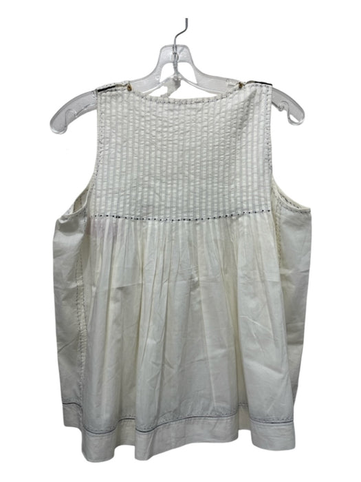 Ulla Johnson Size 10 White & Black Cotton Pleated seam detail Sleeveless Top White & Black / 10