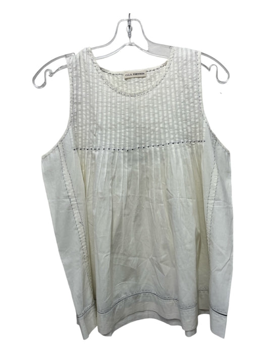 Ulla Johnson Size 10 White & Black Cotton Pleated seam detail Sleeveless Top White & Black / 10