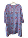 Wiggy Kit Size L Blue, Red, White Linen Paisley Pockets Button Front Dress Blue, Red, White / L