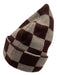 Loeffler Randall Light & Dark Brown Wool Checkered Beanie Hat Light & Dark Brown / One Size