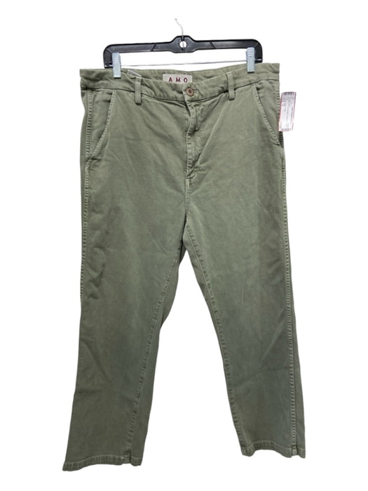 AMO Size 32 Olive Cotton Blend Straight Pants Olive / 32