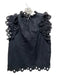 Sea New York Size L Black Linen Blend Eyelet Ruffles Sleeveless Top Black / L