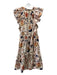 Ulla Johnson Size 12 Cream, Orange, Blue Cotton Ruffle Sleeves Floral Dress Cream, Orange, Blue / 12