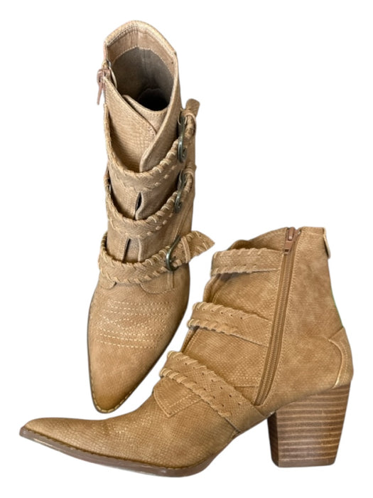 Coconuts by Matisse Shoe Size 9.5 Brown Vegan Leather Block Heel Western Booties Brown / 9.5