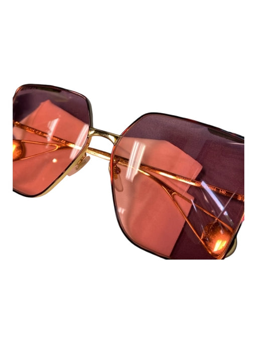 Gucci Pink Gold Oversized Gold Hardware Squarish Nose Guard Sunglasses Pink