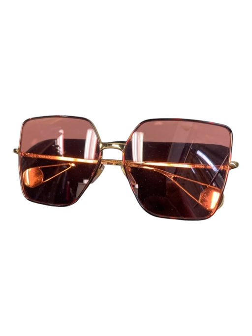 Gucci Pink Gold Oversized Gold Hardware Squarish Nose Guard Sunglasses Pink