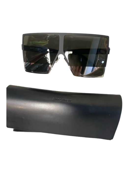 Saint Laurent Black Mirror Sqaure Nose Peice Oversized Sunglasses Black