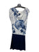 Roberto Cavalli Size S/40 White & Navy Blue Polyamide Cap Sleeve Boat Neck Dress White & Navy Blue / S/40