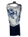 Roberto Cavalli Size S/40 White & Navy Blue Polyamide Cap Sleeve Boat Neck Dress White & Navy Blue / S/40