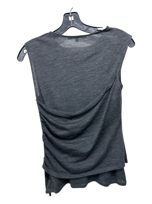 Derek Lam Size 4 Dark Gray Merino Wool Draped Side Zip Sleeveless Top Dark Gray / 4
