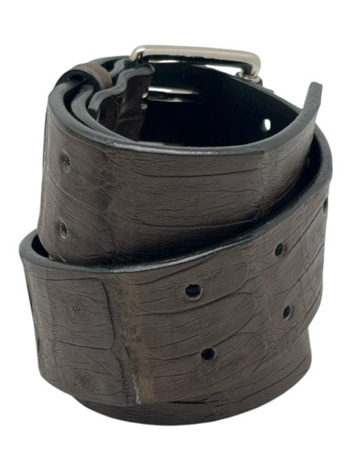 Ter Et Bantine Dark Green Crocodile Leather Square Buckle Double Buckle Belts Dark Green