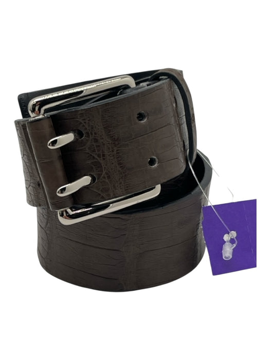 Ter Et Bantine Dark Green Crocodile Leather Square Buckle Double Buckle Belts Dark Green