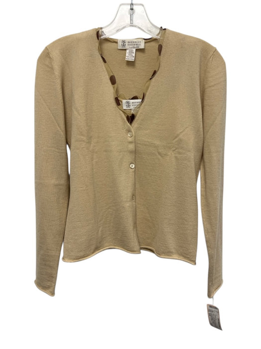 Brunello Cucinelli Size S/M Beige & Brown Cashmere Blend Long Sleeve Sweater Set Beige & Brown / S/M