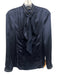 Derek Lam Size 4 Navy Silk Long Sleeve Half Button Tie Neck Pleats Top Navy / 4