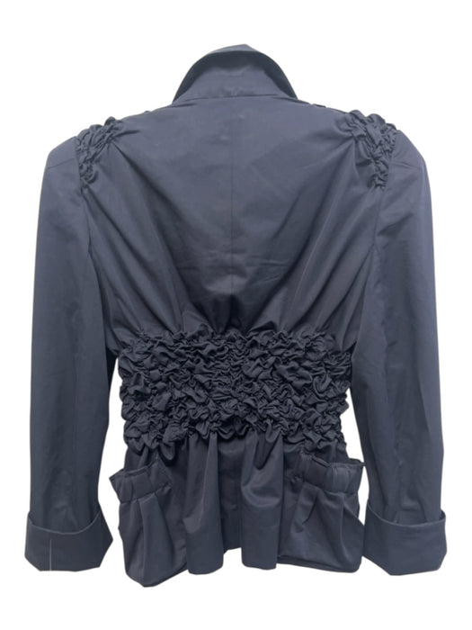 Sonia Rykiel Size 38 Navy Cotton 2 Buttons Smocking Gathered Detail Jacket Navy / 38