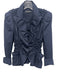 Sonia Rykiel Size 38 Navy Cotton 2 Buttons Smocking Gathered Detail Jacket Navy / 38