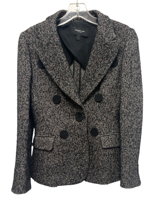 Derek Lam Size 4 Black & White Cotton Blend Long Sleeve Double Breast Jacket Black & White / 4