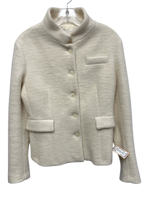 Hache Size 40 White Wool & Polyester Long Sleeve Button Up Textured Jacket White / 40