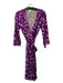 Diane Von Furstenberg Size 8 Purple & White Silk 3/4 Sleeve Wrap Belted Dress Purple & White / 8