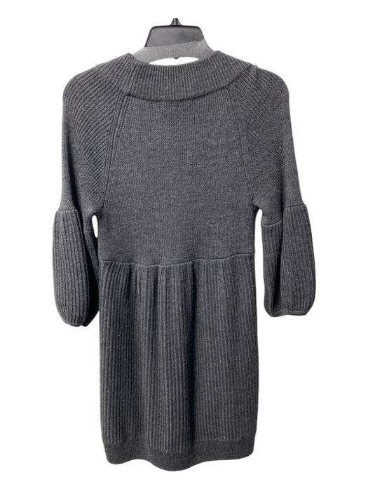 Alice + Olivia Size Est M Gray Wool Scoop Neck 3/4 Balloon Sleeve Ribbed Dress Gray / Est M