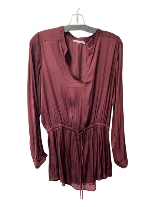 Tart Size L Maroon Polyester Long Sleeve V Neck Elastic Waist Drawstring Romper Maroon / L