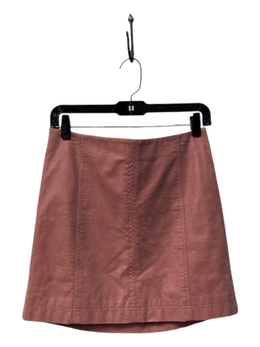 Free People Size 6 Blush Pink Leather Mid Length Back Zip Straight Cut Skirt Blush Pink / 6