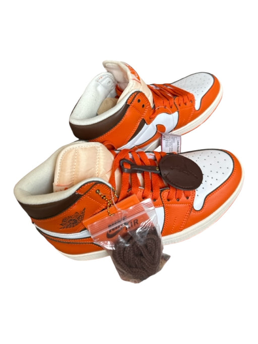 Nike Air Jordan Shoe Size 7.5 Orange & White Leather High Top lace up Sneakers Orange & White / 7.5