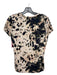 L'agence Size S/P Cream & Black Rayon Crew Neck Abstract Print Short Sleeve Top Cream & Black / S/P