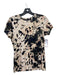 L'agence Size S/P Cream & Black Rayon Crew Neck Abstract Print Short Sleeve Top Cream & Black / S/P