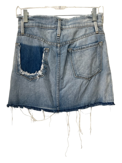 Frame Size 25 Light Wash Cotton Denim Mini Distressed Cut Off 5 Pocket Skirt Light Wash / 25