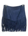 Intermix Size 2 Navy Blue Suede Fringe Mini Side Zip Skirt Navy Blue / 2