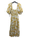 Faithful The Brand Size L White, Yellow, Green Print Linen Square Neck Dress White, Yellow, Green Print / L