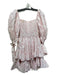 Caroline Constas Size L White & Pink Cotton Floral smocked Filigree Dress White & Pink / L