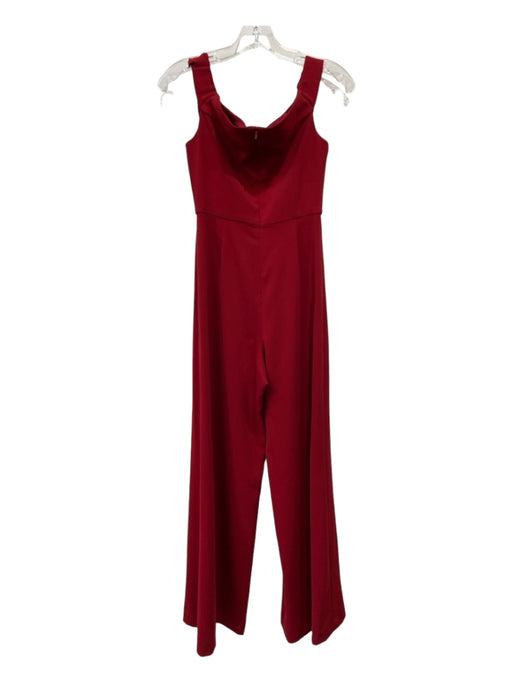 Jay Godfrey Size M Dark Red Polyester Cut Outs Off Shoulder Sleeveless Jumpsuit Dark Red / M