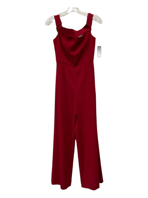 Jay Godfrey Size M Dark Red Polyester Cut Outs Off Shoulder Sleeveless Jumpsuit Dark Red / M