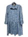 Tuckernuck Size M Blue & White Polyester Long Sleeve Collar Half Button Dress Blue & White / M